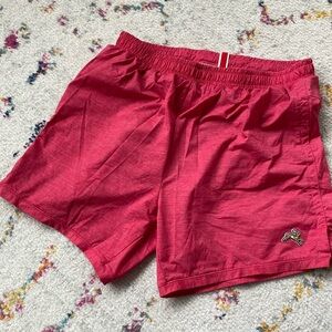 Tracksmith men’s session running shorts, size small, bright red colorway